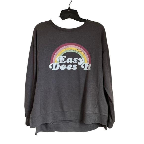 Wildfox Gray Easy Does It Rainbow Women's Sweatshirt Crew Neck Pullover Sz M - Picture 1 of 8